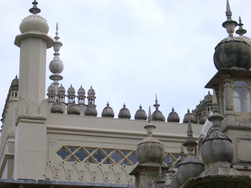 Architectural Design of Famous Royal Pavilion Building at Brighton, England. Captured on Light Blue Sky Background.