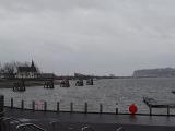 Famous Cardiff Bay - the area created by the Cardiff Barrage in South Cardiff, Wales. Captured with Gray Sky Above.