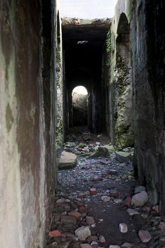 Interior of the ruined power house at Levant Mines, Cornwall