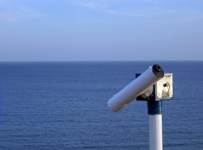 waterfront telescope loooking out over the english channel