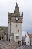 Historical clock tower and church in Pittenweem, Scotland, a fishing village on the Fife Coast