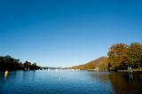 Placid waters of Lake Windermere in the Lake District in Cumbria on a beautiful sunny day