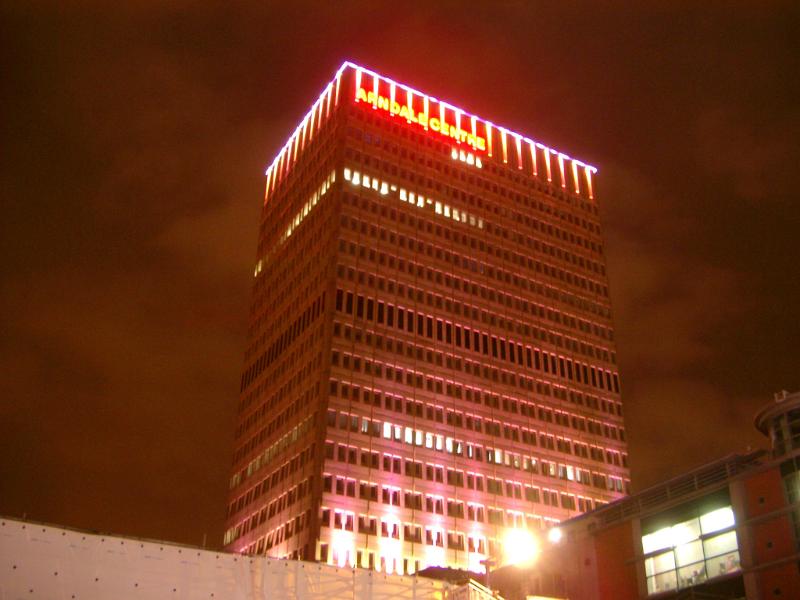 Glowing Lights at Night Time From landmark Arndale Tower in Manchester, England.