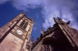 Famous Vintage Architectural Manchester Cathedral Building. Captured from Low Angle Point