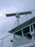 Loud-hailer and radar equipment detail for communication and navigation on a ferry