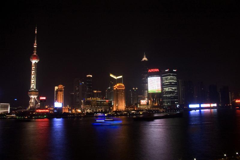 Beautiful Attraction of City Night Lights from Various Commercial Buildings at Shanghai China.