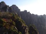 Famous Yellow Mountains Vista with Green Trees at Mount Huangshan China. Captured in Extensive View.