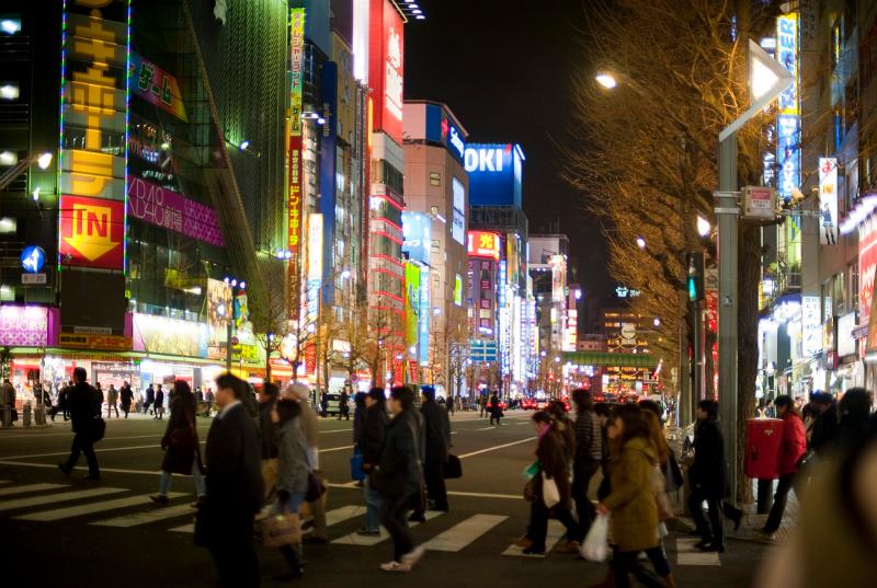 bright lights of akihabara at night, tokyos 'electric town'