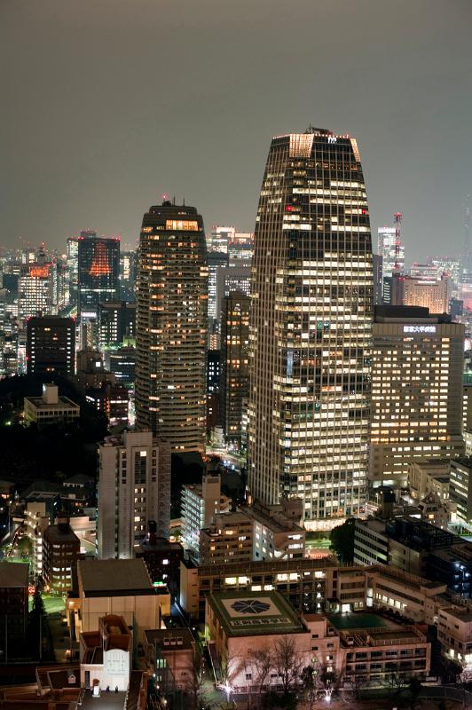 big city buildings at night, tokyo, japan