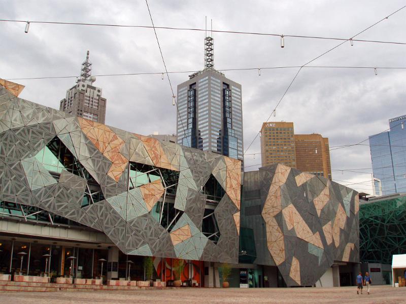 Famous Landmark of Architectural Building Design at Australian Federation Square in Melbourne.