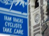 blurred tram track sign concept