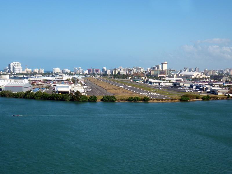 looking down the runway of san juan airport, puerto rico