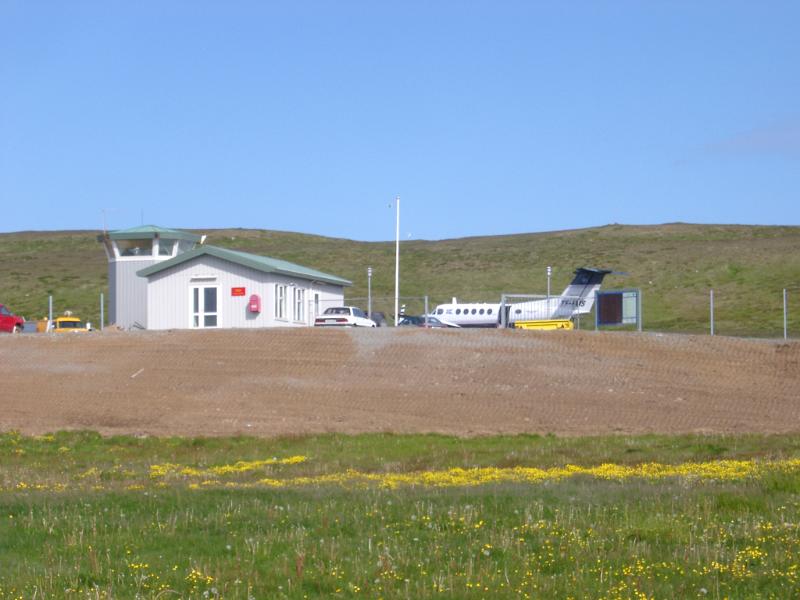 Small Airport with Terminal and Airplane in Iceland