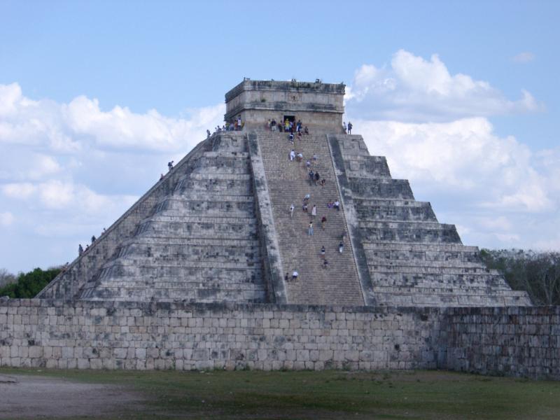 El Castillo, part of the Chitzen Itza Ruins, Mexico, an important Mayan archeological site and tourist attraction