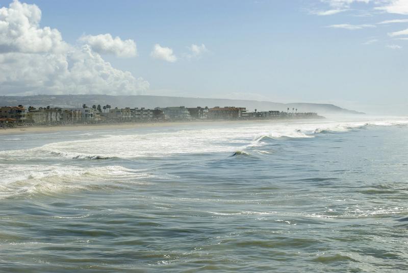 Sunny Beachfront and Waves at Imperial Beach, California, USA