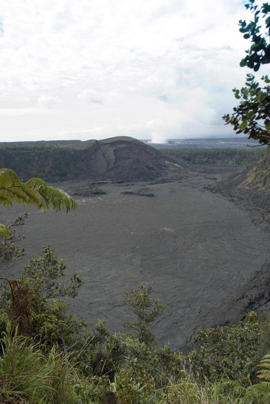 Overview of Kilauea Iki Crater in Hawaii Overview of Kilauea Iki Crater in Hawaii with Cloudy Sky