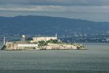 View of the disused Alcatraz Island prison buildings in San Francisco bay, now a popular tourist attraction