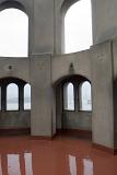 Architectural detail of the interior of the Coit Tower, San Francisco with its rows of arched windows overlooking the city