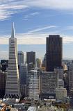 Downtown San Francisco with a view of the modern skyscrapers and landmark Transamerica Pyramid
