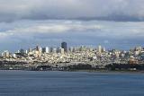 San Francisco skyline and waterfront viewed over the ocean from San Francisco Bay, California, USA