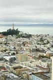 Plenty City Buildings with Coit Tower View From Far Distant in Aerial View.