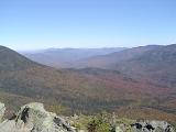 Mount Washington mountain view looking across peaks and valleys under a sunny clear blue sky, USA