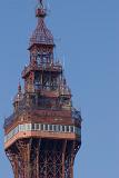 a zoom image of the top of blackpools famous tower