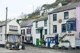 old white washed houses in polperro, an unspoilt cornish fishing village