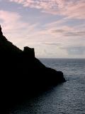 silhouette of the catle runis at tintagel, cornwall
