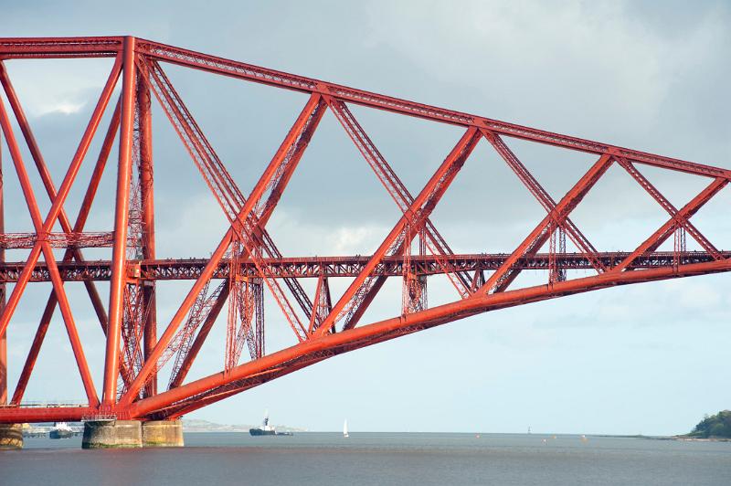 close up on the massive structure of the forth bridge, scotland