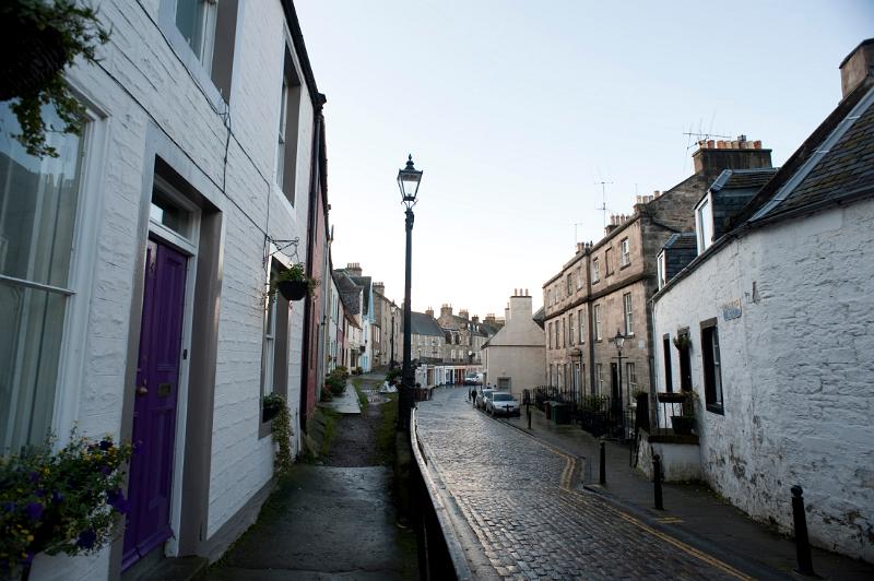 narrow cobbled streets of queensferry, west lothain, scotland
