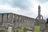 View from old graveyard in front of historic ruins of Saint Andrews Cathedral in Scotland