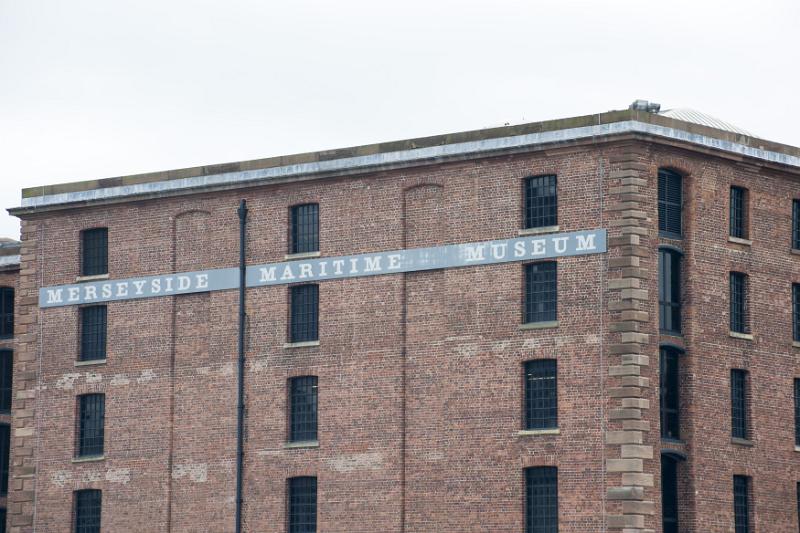 Merseyside Maritime Museum building in Liverpool Back wall facing waterfront of Merseyside Maritime Museum building in Liverpool, United Kingdom
