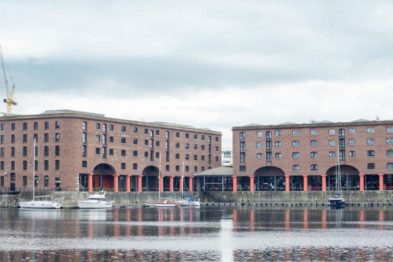 Historic Liverpool Albert Dock View from across the water of historic Liverpool Albert Dock with docked boats
