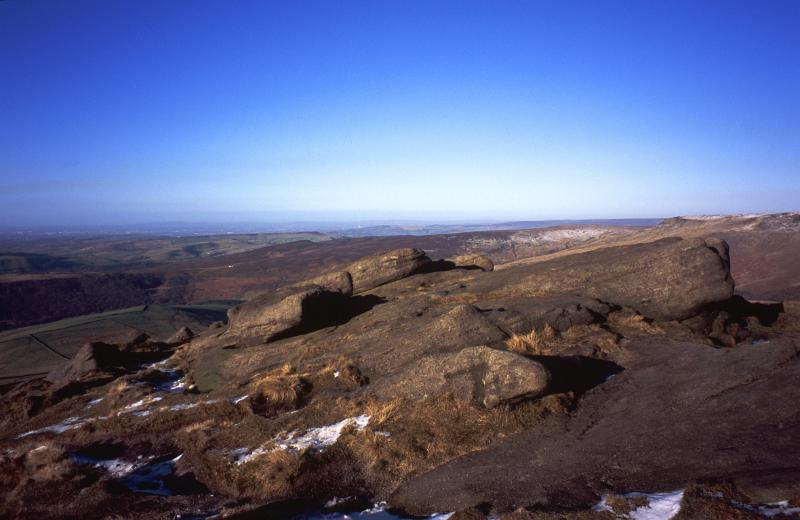 panoramic view from the top of kinder scout, lancashire