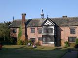 Spacious Lawn Area in front Famous Architectural Bramall Hall in Manchester, England.
