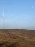 Tall Winter Hill Transmitter System for Broadcasting and Telecommunications, Standing on Wide Landscape in Winter Hill, England.