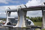 High angle view on main circular viaduct sections of famous Falkirk Wheel in Scotland