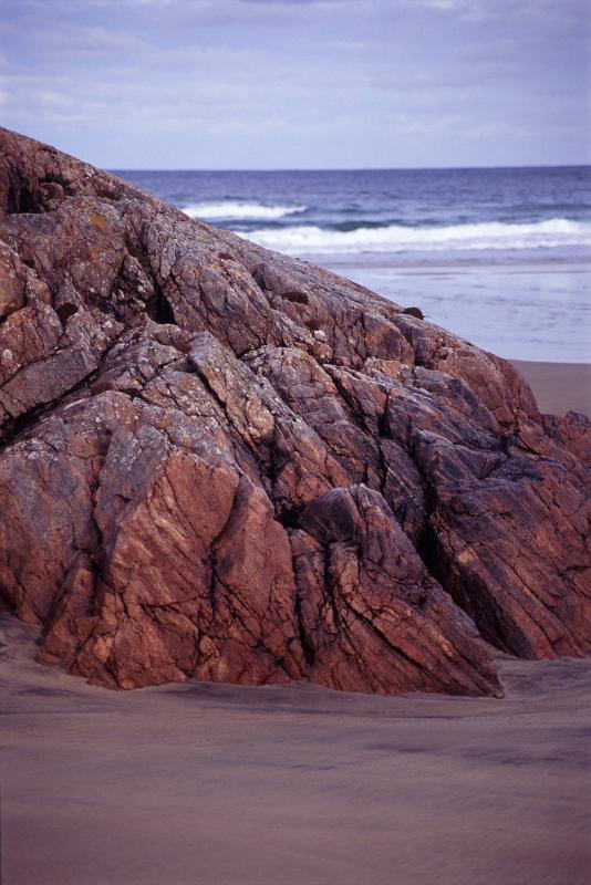 Coastal Rock Formation on Overcast Beach in Lewis, Hebrides, Scotland