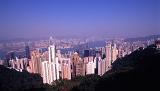 Panorama View of Architectural Highrise Buildings in the City of Hong Kong, China.
