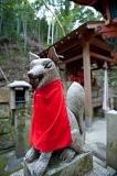 Foxes (kitsune) are regarded as messengers from god and are commonly found at Inari Shrines, Inari is the god of rice.