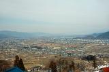 A view of the city of nagano and surrounding mountains, Japan