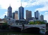 Vintage Princes Bridge at Yarra River with High Rise Buildings View in Melbourne Australia.