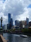 City View in Melbourne Australia with Yarra River Cruise and High Rise Buildings.