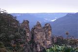 Three Sisters Rock Formation in the Blue Mountains of New South Wales, Australia. Their names are Meehni, Wimlah, and Gunnedoo