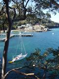 Overview of Sailboat Anchored at Chowder Head, Sydney, Australia