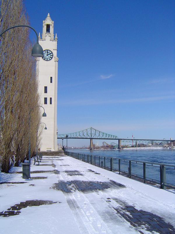 Clock Tower in Winter at Old Port of Montreal, Quebec, Canada