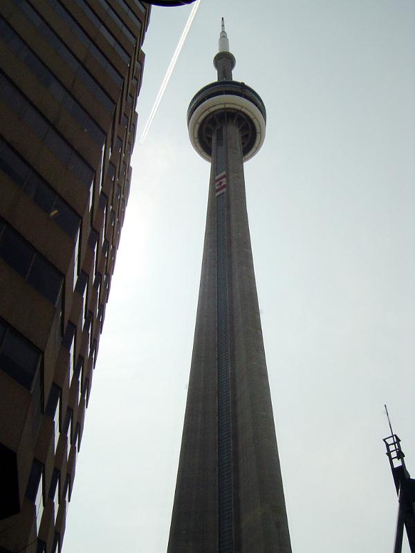 Looking Up at CN Tower in Toronto, Canada