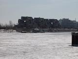 Habitat 67 Housing Complex beside St Lawrence River in Winter in Montreal