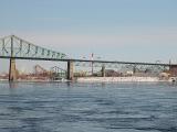 La Ronde Theme Park and Bridge over St Lawrence River in Montreal, Quebec, Canada